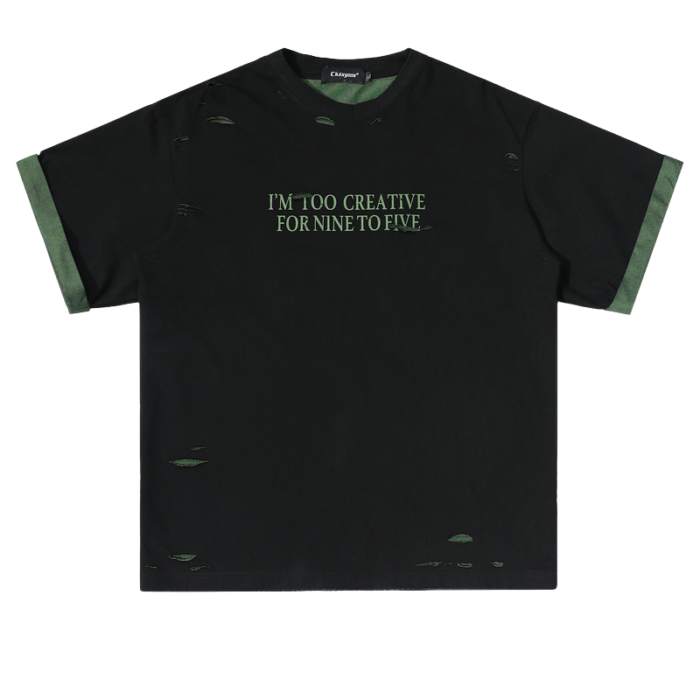 Men's casual distressed T- shirt